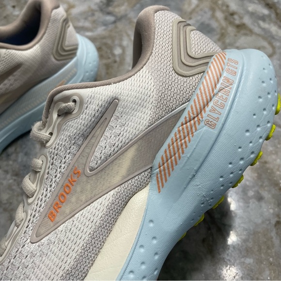 BROOKS Glycerin GTS 21 Running Shoes Coconut Aqua Autumn Sunset Size 10 Medium - Picture 9 of 14